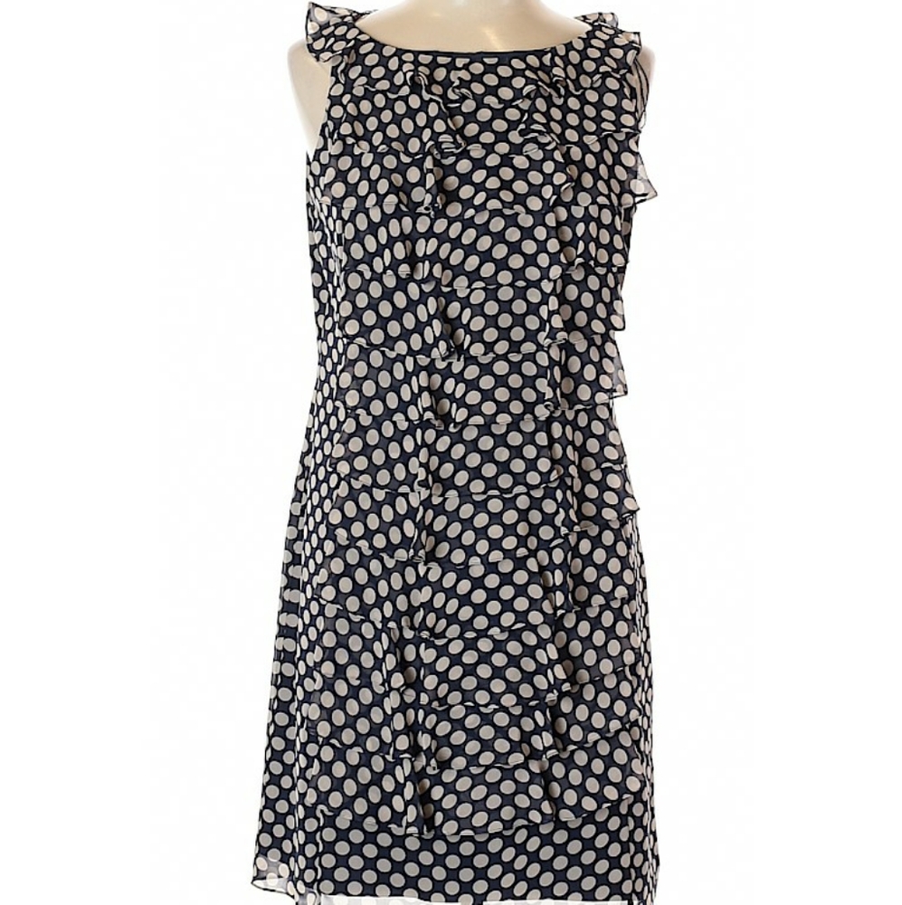(Adrianna Papel) Navy Blue Polka Dot Dress, Sz. 12